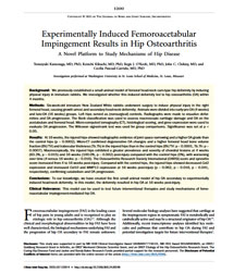 Dr. Pascual and team published in the prestigious American Joint and Bone Journal an experimental model of Hip FAI/OA.