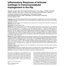 Dr. Pascual just published novel data coming from her lab proving that Hip Femoroacetabular Impingement (FAI) results in intraarticular cartilage inflammation. This information is very important since it suggests that inflammation may play a critical role in the mechanism of disease in hip FAI and hip osteoarthritis.